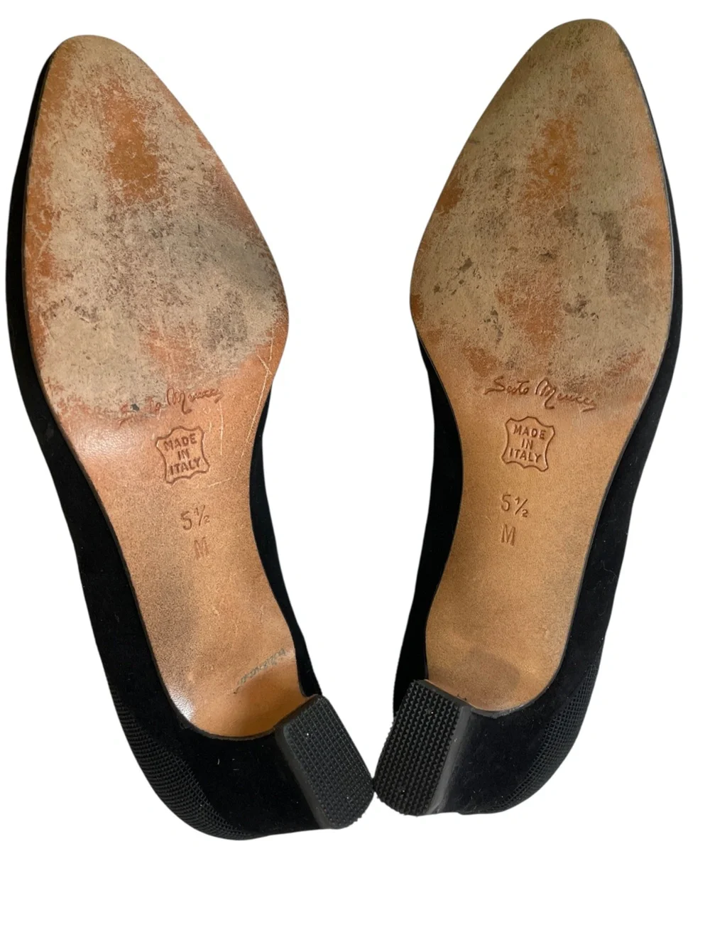 SESTO MEUCCI Black Suede Italian Made Ribbon Trim Flats Low Heel Shoes - Sz 5.5